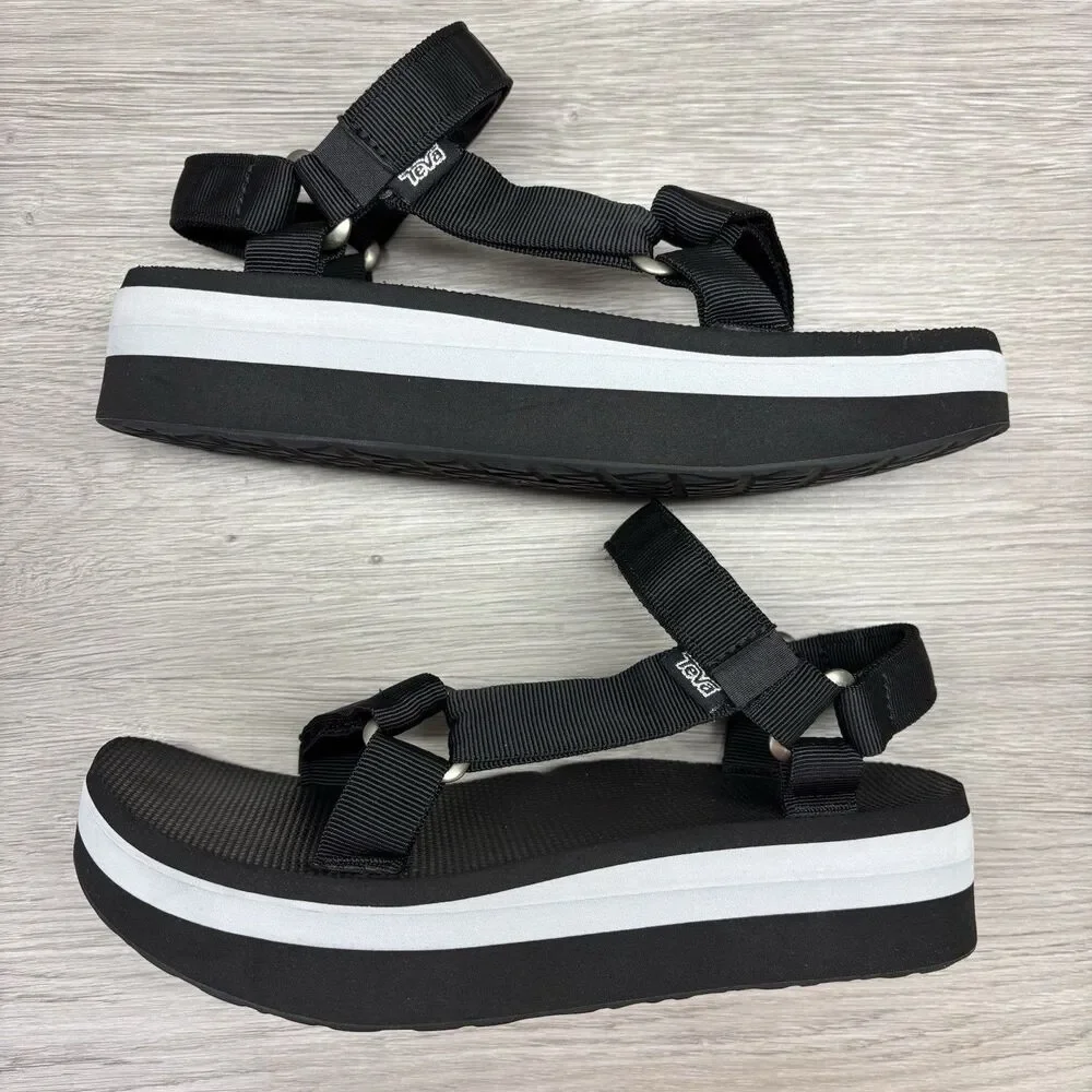 Teva Womens Casual Ankle Strap Platform Sandals Black Gray Size 10 Outdoor - Picture 4 of 13